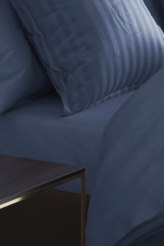 Drap-housse en satin de coton 79 fils/cm² Uni - Bleu foncé