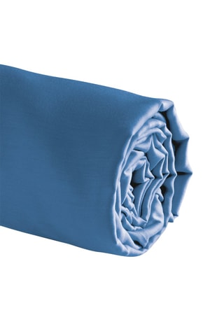 Drap-housse en satin de coton 79 fils/cm² Uni - Bleu