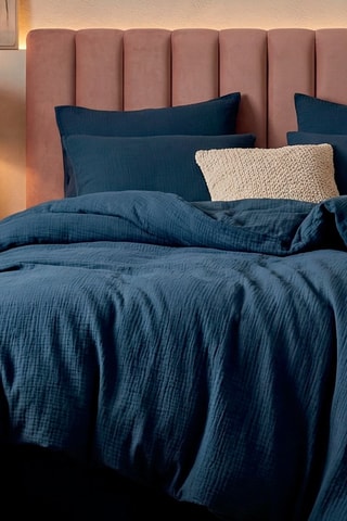 Taie d'oreiller en gaze de coton 85 fils/cm² Uni  - Bleu