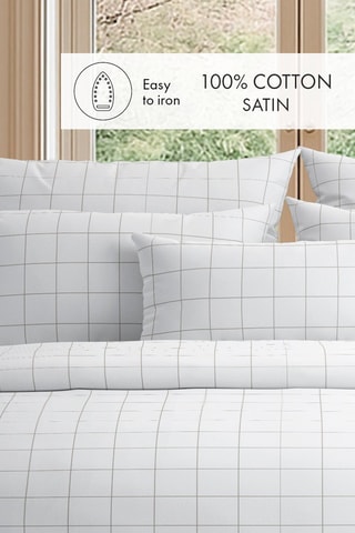 2 taies d'oreiller Grands carreaux - Blanc