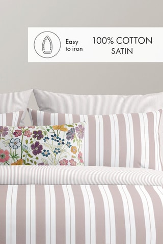 2 taies d'oreiller Noémie - Vieux rose et blanc