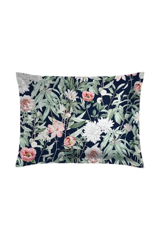 2 taies d'oreiller en satin de coton 80 fils/cm² Nuit florale - Bleu foncé