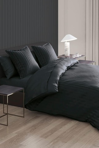 2 taies d'oreiller en satin de coton 80 fils/cm² - Noir