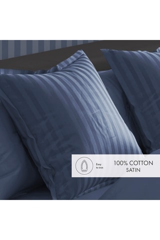 2 taies d’oreiller réversibles en satin de coton 80 fils/cm² Dobby - Bleu