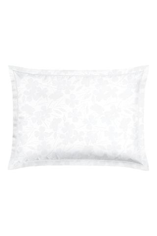 Taie d'oreiller en satin de coton Petit Chênes Blanc