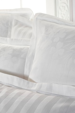 Taie d'oreiller en satin de coton Petit Chênes Blanc