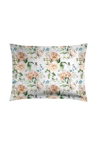 2 taies d'oreiller en satin de coton 79 fils/cm² Jardin de Fleurs - Blanc