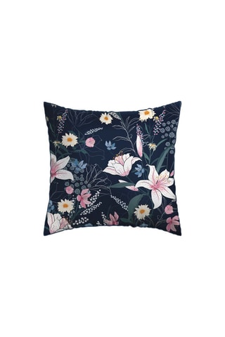 2 taies d'oreiller en satin de coton 80 fils/cm² Jardin rêveur - Bleu foncé