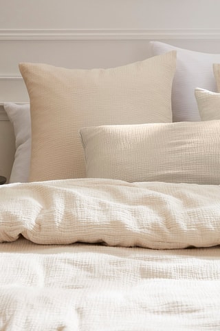 Taie d'oreiller en gaze de coton Uni Taupe