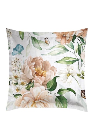 2 taies d'oreiller en satin de coton 80 fils/cm² Jardin de Fleurs - Blanc