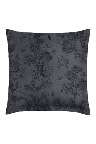 2 taies d'oreiller en satin de coton 79 fils/cm² Toile Fleurie - Gris foncé et noir