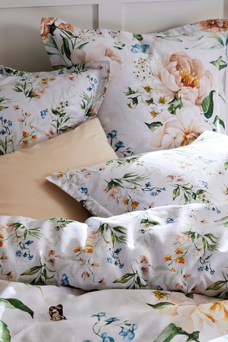 Parure de couette en satin de coton 79 fils/cm² Jardin de Fleurs - Blanc