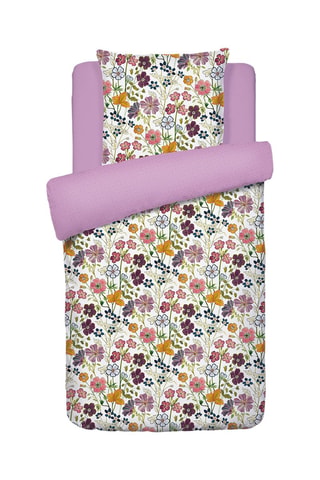 Parure de couette en satin de coton 80 fils/cm² Fleurs vintage - Blanc