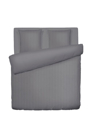 Parure de couette en satin de coton 79 fils/cm² Dobby Stripe - Gris foncé