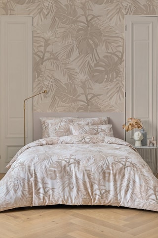 Parure de couette en satin de coton 79 fils/cm² Tropical - Taupe clair