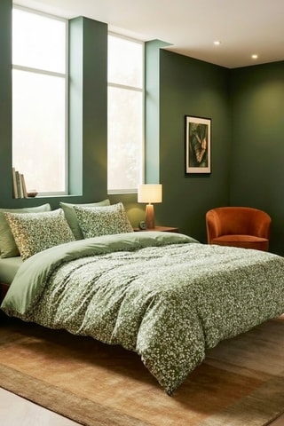 Parure de couette en satin de coton 80 fils/cm² - Vert