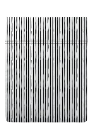 Drap plat réversible en satin de coton 80 fils/cm² - Blanc et noir