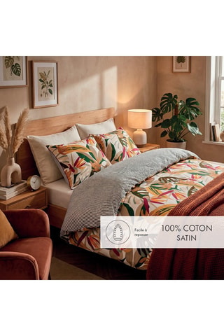 Drap plat réversible en satin de coton 80 fils/cm² - Blanc et noir