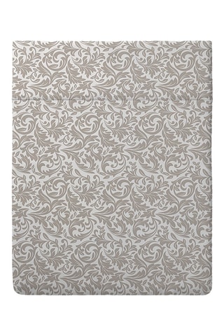 Drap plat réversible en satin de coton 80 fils/cm² Damask floralia - Taupe