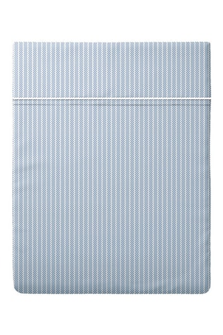 Drap plat en percale de coton 80 fils/cm² Nantes - Ciel et blanc