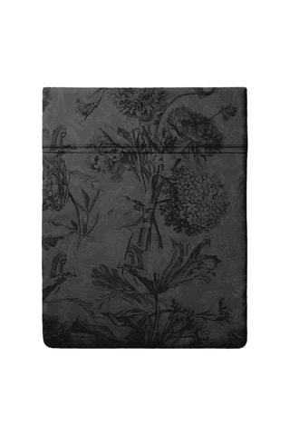 Drap plat en satin de coton 80 fils/cm² Toile Fleurie - Gris foncé