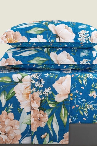 Parure de draps en satin de coton 80 fils/cm² - Bleu