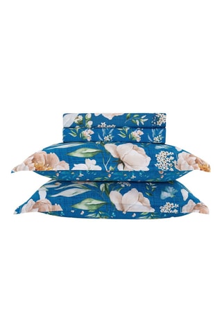 Parure de draps en satin de coton 80 fils/cm² - Bleu