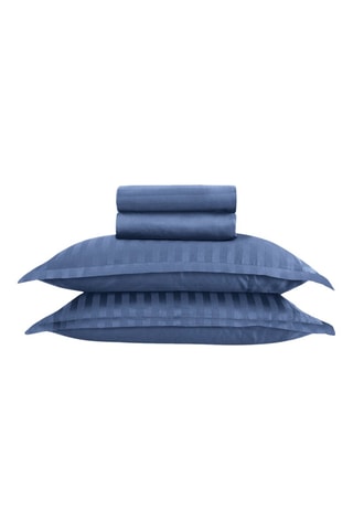 Parure de draps en satin de coton 80 fils/cm² - Bleu