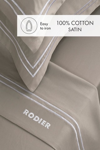 Parure de draps en satin de coton 80 fils/cm² Nice - Taupe et blanc