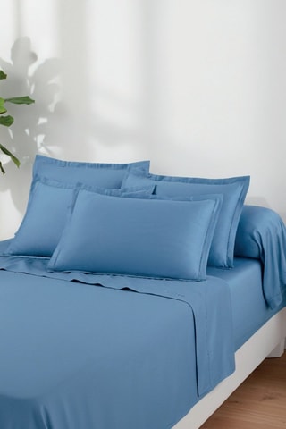 Parure de draps en satin de coton - Bleu