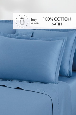 Parure de draps en satin de coton - Bleu