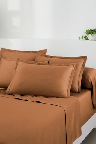 Parure de draps en satin de coton - Marron