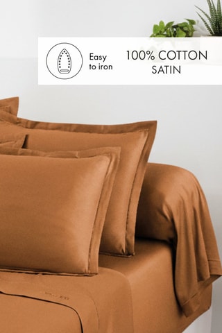 Parure de draps en satin de coton - Marron
