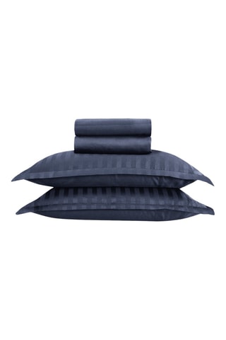 Parure de draps en satin de coton 80 fils/cm² - Bleu foncé