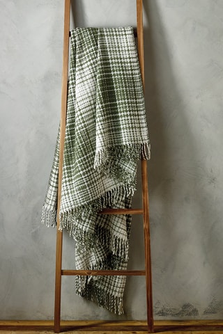 Plaid Tartan Waffle Vert et blanc - 130 x 170 cm
