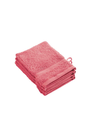 4 gants de toilette Rose 