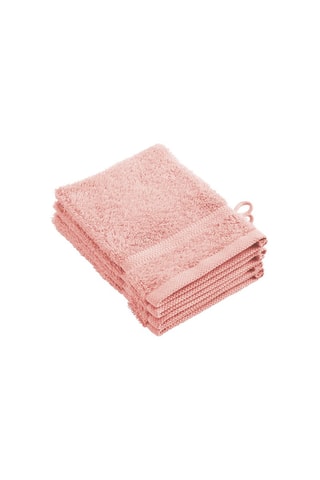 4 gants de toilette Rose saumon