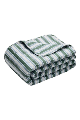 Couvre-lit en satin de coton 80 fils/cm² Lorine - Vert et bleu