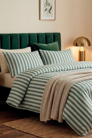 Couvre-lit en satin de coton 80 fils/cm² Lorine - Vert et bleu