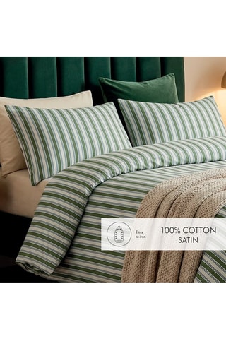 Couvre-lit en satin de coton 80 fils/cm² Lorine - Vert et bleu