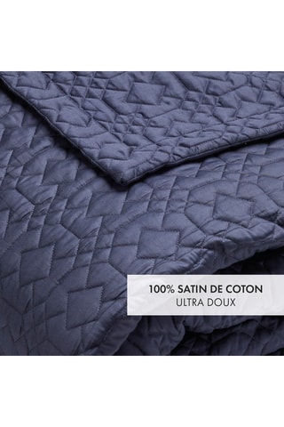 Couvre-lit en satin de coton 80 fils/cm² Lucas - Bleu foncé