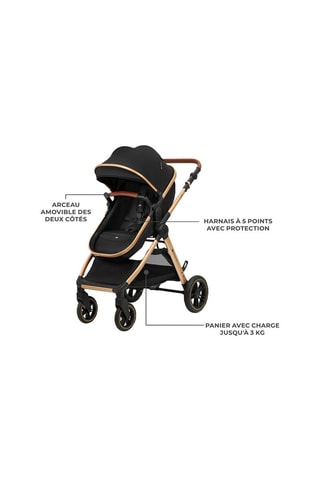 Poussette Esme 3-en-1  - Dès la naissance - Jusqu'à 22 kg - Noir et doré