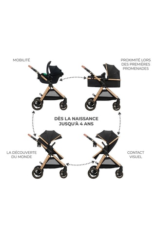 Poussette Esme 3-en-1  - Dès la naissance - Jusqu'à 22 kg - Noir et doré