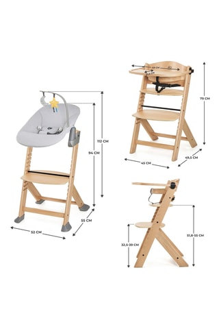 Chaise haute en hêtre Enock et transat Calmee - Dès la naissance - Jusqu'à 35 kg