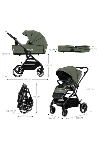 Poussette 2 en 1 Yoxi - Dès la naissance - Jusqu'à 22 kg - Vert