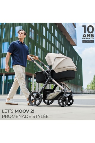 Poussette 4-en-1 + accessoires Moov 2 Air Wheels - Dès la naissance - Jusqu'à 27 kg - Noir et gris
