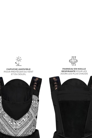 Porte-bébé ergonomique Huggy - Dès 3 mois - Jusqu'à 20 kg - Blanc et gris