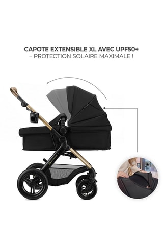 Poussette 3 en 1 Moov 2 XL - Dès la naissance jusqu'à 4 ans - Jusqu'à 22 kg - Noir