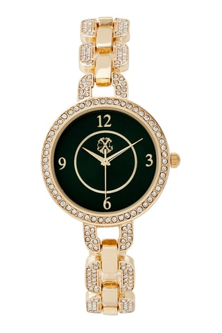 Legering Quartz Horloge Goudkleurig en Donkergroen