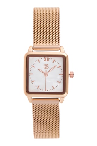 Metalen Quartz Horloge - Roségoudkleurig en Wit